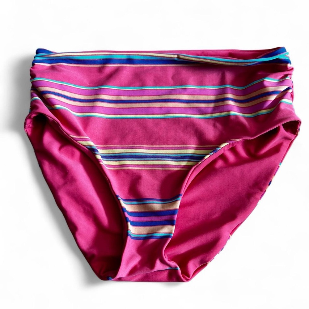 Aerie vibrant pink striped comfortable bikini bottoms Size M